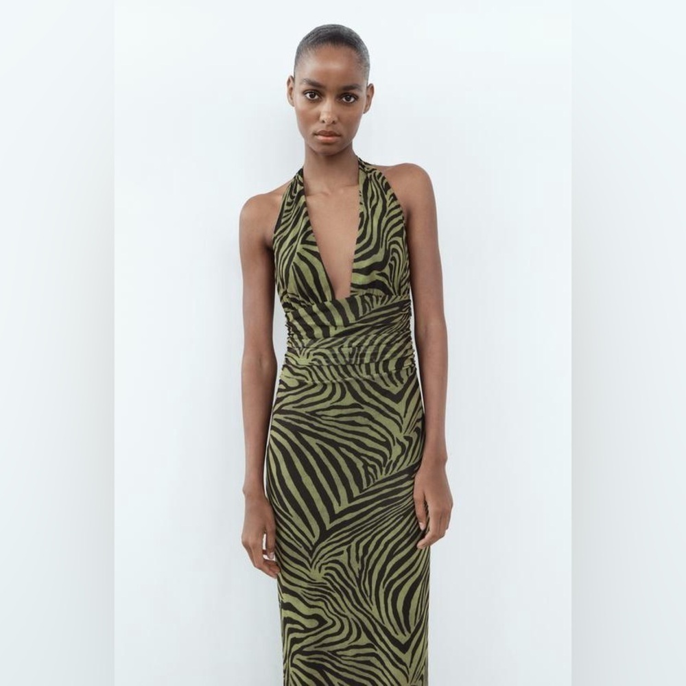Zara Green and Black Backless Dress - Picture 4 of 8